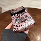 Sparkling Pink Leopard Metallic Tempered Glass Case For iPhone