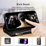 Crossbody Zipper Wallet Card Holder Lanyard Leather Case for Iphone