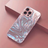 Lasers Textured Iridescent Paint Tempered Glass Case For iPhone