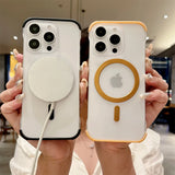 Ultra Thin Frameless Matte Magnetic Wireless Charge Translucent Case For iPhone