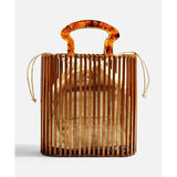 Bamboo Bag with Acrylic Handle Bucket Bag