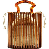 Bamboo Bag with Acrylic Handle Bucket Bag