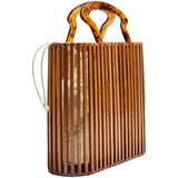 Bamboo Bag with Acrylic Handle Bucket Bag