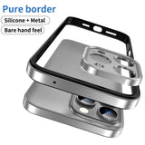 Metal Frame Flat Corner Silicone Case for iPhone