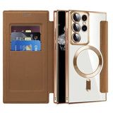 Magnetic Leather Card Clear Book Case For Samsung
