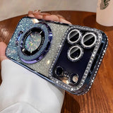 Plating For Magnetic Stand Holder Rhinestones Case For iPhone