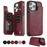 Wallet RFID Blocking Layer Protect Magnetic Flip Leather Case For iPhone