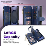 Wallet Multi-card Slot Zipper Kickstand Magnetic Flip Leather Case For Samsung