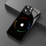 Black Carbon Fiber For Apple Pattern Glass Phone Case For iPhone