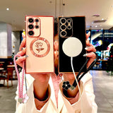 Plating TPU Rose Magnetic Case For Samsung Galaxy