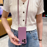 Four-Corner Drop-Proof Liquid Silicone Lanyard Phone Case for IPhone