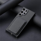 Carbon Fiber Style PU Leather Magnetic Case for Samsung Galaxy