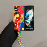 Crossbody Lanyard Portable Rope Colorful Flower Case for Samsung Galaxy Z Fold