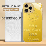 Gold Metallic Paint Glass Phone Case For iPhone