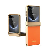 PU Leather Plating Hinge Full Protective Case For Samsung Galaxy Z Flip