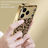 Premium Gold-Plated Leopard Print Tempered Glass Phone Case For iPhone