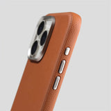 Luxury Business Metal Camera PU Leather Magnetic Case For iPhone