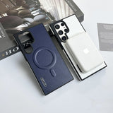 Luxury Matte Leather Magnetic Wireless Charge Case For Samsung Galaxy
