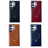 High-End Leather Magnetic Stand Full-Coverage Shockproof Phone Case for Samsung
