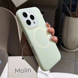 Solid Color Jelly Magnetic Liquid Silicone Phone Case For iPhone