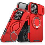 Luxury Armor Magnetic Bracket Slide Camera Protection Case For iPhone