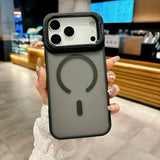 New Metal Bracket Frosted Matte Translucent  Magnetic Case For iPhone