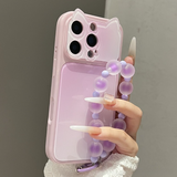 Gradient Ink Wash 3D Cat Ear Full Cover Phone Case For iPhone