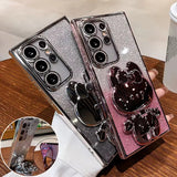 Glitter Mirror Rabbit Stand Case For Samsung