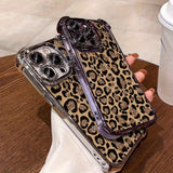 Plating Glitter Leopard Print Plating Phone Case For iPhone