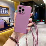Four-Corner Drop-Proof Liquid Silicone Lanyard Phone Case for IPhone