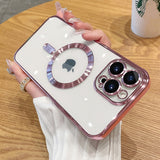 Clear Luxury Plating Camera Protection Magnetic Soft TPU Case For iPhone
