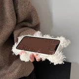 3D Cute West Highland Dog Fluffy Plush Phone Case For iPhone