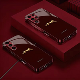Drop-resistant phone case with gold-stamped cheetah pattern For Samsung
