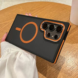 Magnetic Non-Slip Frame Armor Wireless Charging Case For Samsung