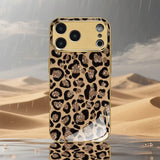 Premium Gold-Plated Leopard Print Tempered Glass Phone Case For iPhone