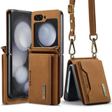 Flip Wallet Card Holder Cover With Lanyard For Samsung Z Flip
