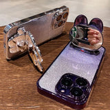Glitter Mirror Rabbit Stand Case For Samsung