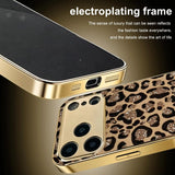 Premium Gold-Plated Leopard Print Tempered Glass Phone Case For iPhone