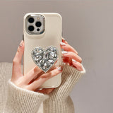 Creative Rhinestone Heart Stand Case For iPhone