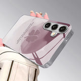 Elegant Abalone Leaf Pattern Glass Protective Cover For Samsung
