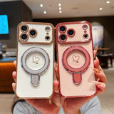 Plating Love Heart Magnetic Phone Case For iPhone