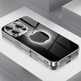 Metal Technology For Apple Pattern Tempered Glass Electroplated Case For iPhone