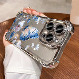 Art Blue Butterfly Plating Clear Camera Protective Case For IPhone