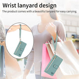 Love Heart Zipper Lanyard Leather Wallet Case for iPhone