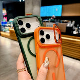 New Metal Bracket Frosted Matte Translucent  Magnetic Case For iPhone