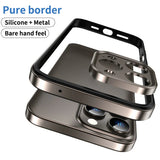 Metal Frame Flat Corner Silicone Case for iPhone