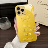 Gold Metallic Paint Glass Phone Case For iPhone