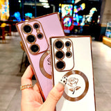 Plating TPU Rose Magnetic Case For Samsung Galaxy