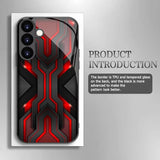 Red and Black Geometric Mecha-Style Tempered Glass Phone Case For Samsung