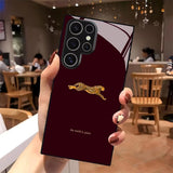 Affordable luxury burgundy protective case with gold leopard pattern For Samsung